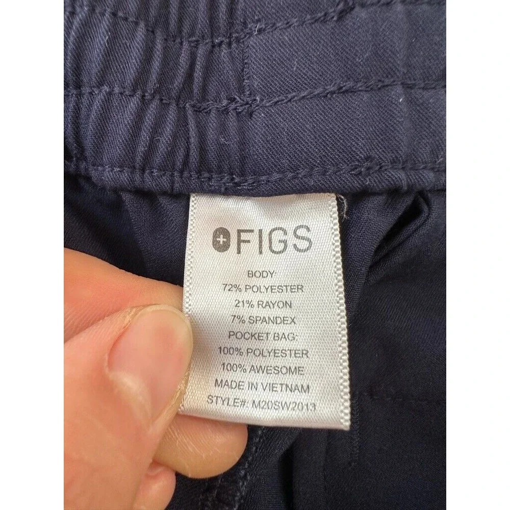 FIGS Men's Natib Classic Pant Elastic Waist Reflective Strip Navy Size Small
